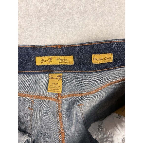 7 For All Mankind Women’s 12 Bootcut Jeans High Rise Denim Embroidered Pockets - Picture 6 of 13